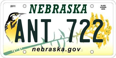 NE license plate ANT722