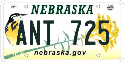 NE license plate ANT725