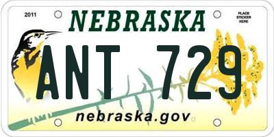 NE license plate ANT729