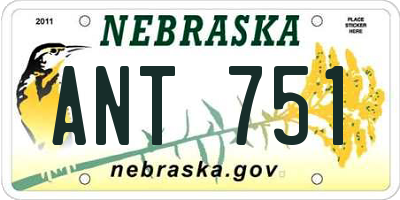 NE license plate ANT751