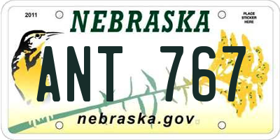 NE license plate ANT767