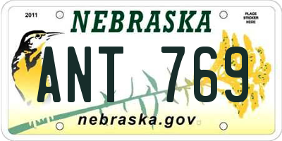 NE license plate ANT769
