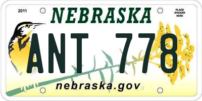 NE license plate ANT778
