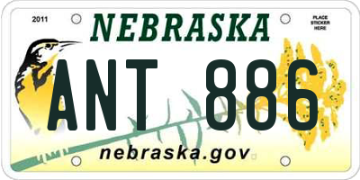 NE license plate ANT886