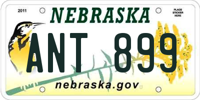 NE license plate ANT899