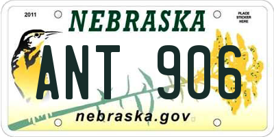 NE license plate ANT906
