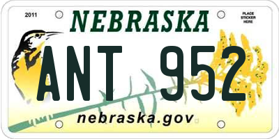 NE license plate ANT952
