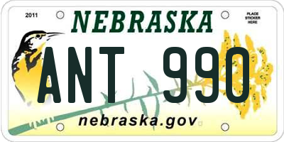 NE license plate ANT990