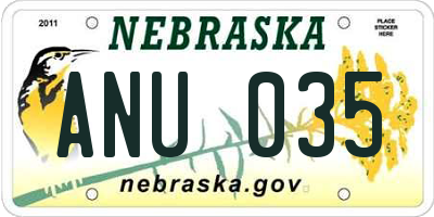 NE license plate ANU035