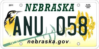 NE license plate ANU058