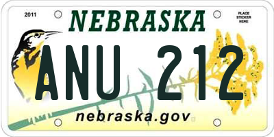 NE license plate ANU212