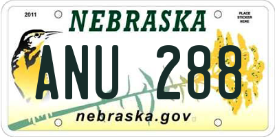 NE license plate ANU288
