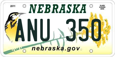 NE license plate ANU350
