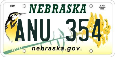 NE license plate ANU354