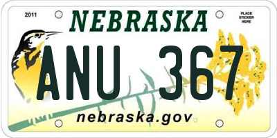 NE license plate ANU367