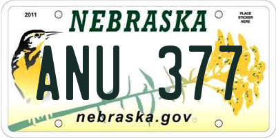 NE license plate ANU377