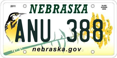 NE license plate ANU388