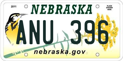NE license plate ANU396