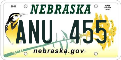 NE license plate ANU455