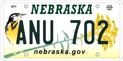 NE license plate ANU702