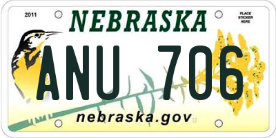 NE license plate ANU706