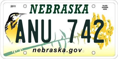 NE license plate ANU742
