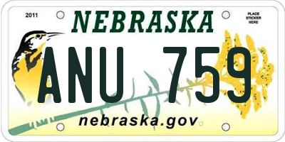 NE license plate ANU759