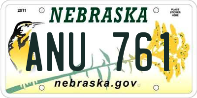 NE license plate ANU761