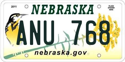 NE license plate ANU768