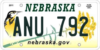 NE license plate ANU792