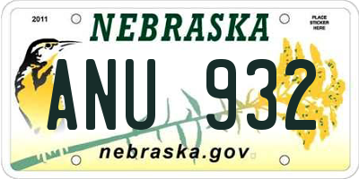NE license plate ANU932