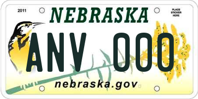 NE license plate ANV000