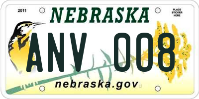 NE license plate ANV008