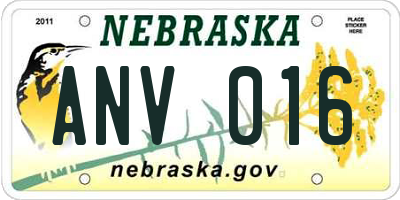NE license plate ANV016
