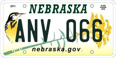 NE license plate ANV066