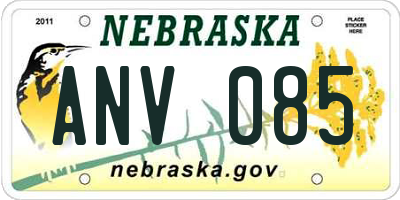 NE license plate ANV085