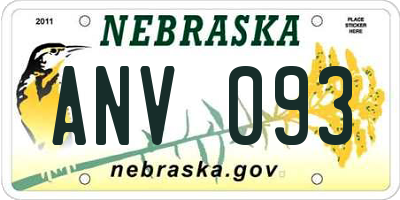 NE license plate ANV093
