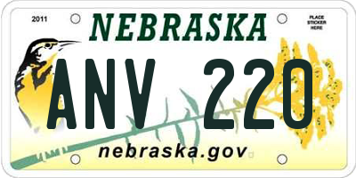 NE license plate ANV220