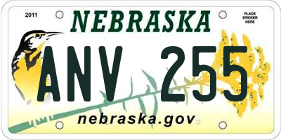 NE license plate ANV255