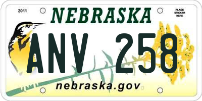 NE license plate ANV258