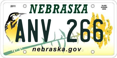 NE license plate ANV266
