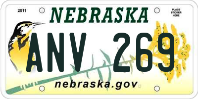 NE license plate ANV269
