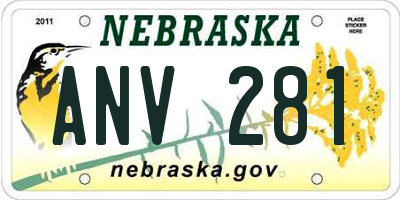 NE license plate ANV281