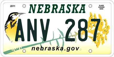 NE license plate ANV287