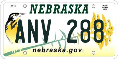 NE license plate ANV288