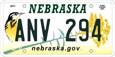 NE license plate ANV294
