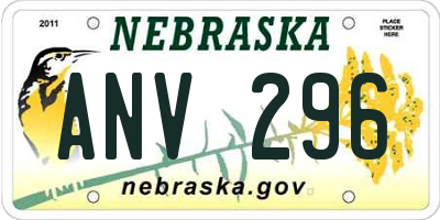 NE license plate ANV296