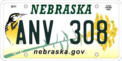 NE license plate ANV308