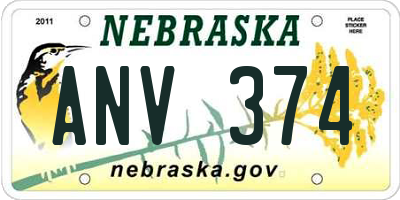 NE license plate ANV374