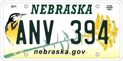 NE license plate ANV394